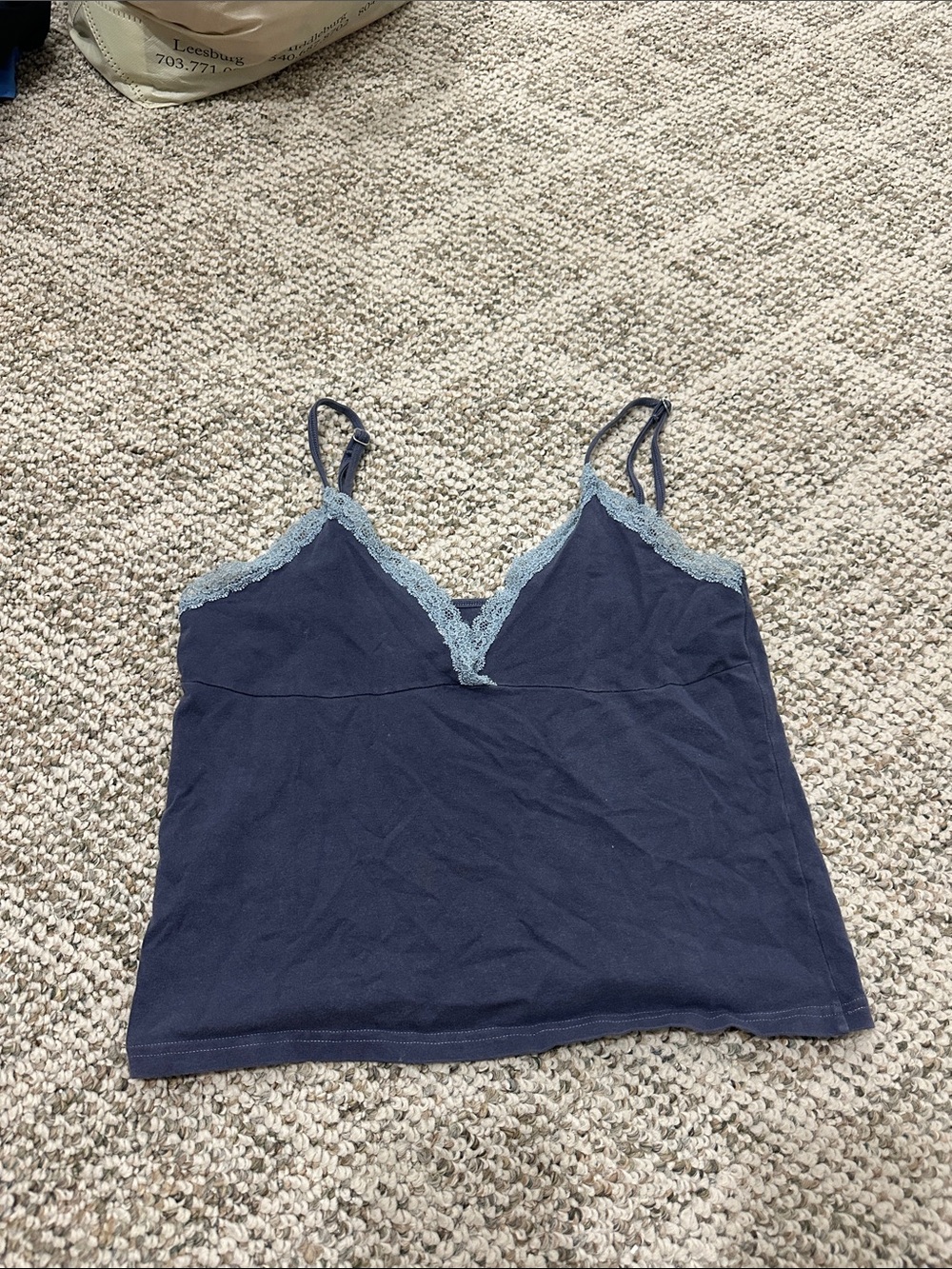 Pacsun Navy Lace-Trim Cami Tank Top